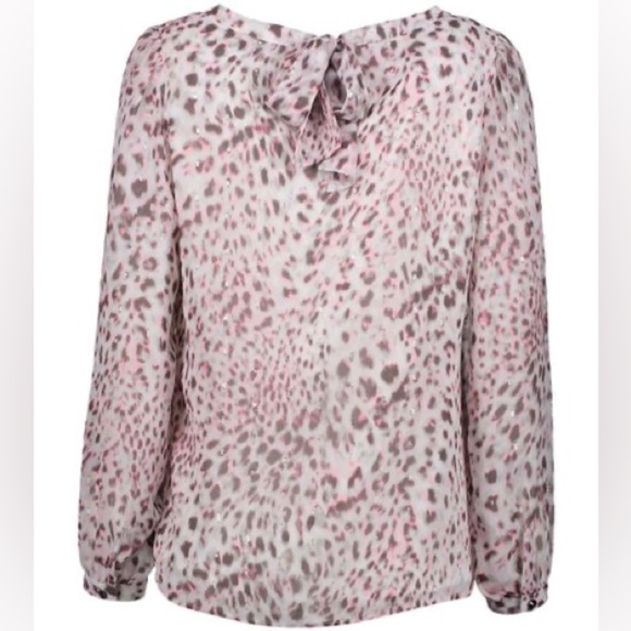 Talbots Pink Snow Leopard Popover Blouse Sz. S - Picture 8 of 15